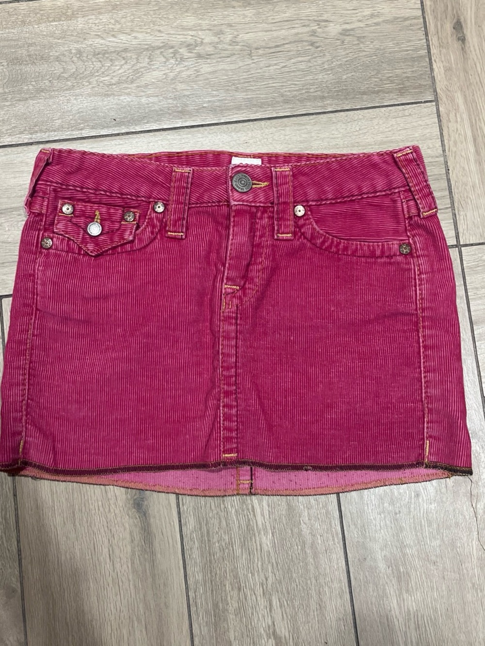True Religion Pink Corduroy Y2K Mini Skirt